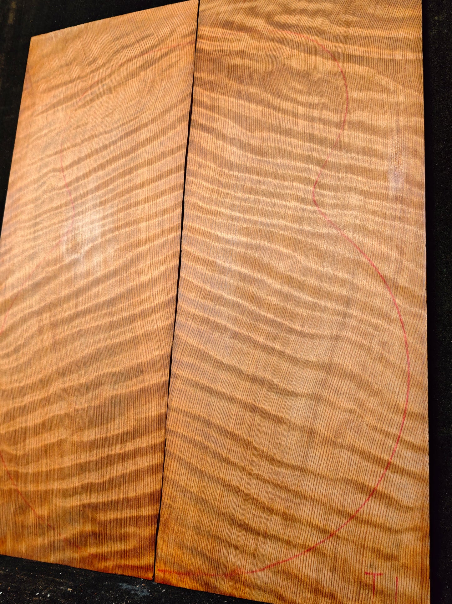 curly redwood guitar top set #T1