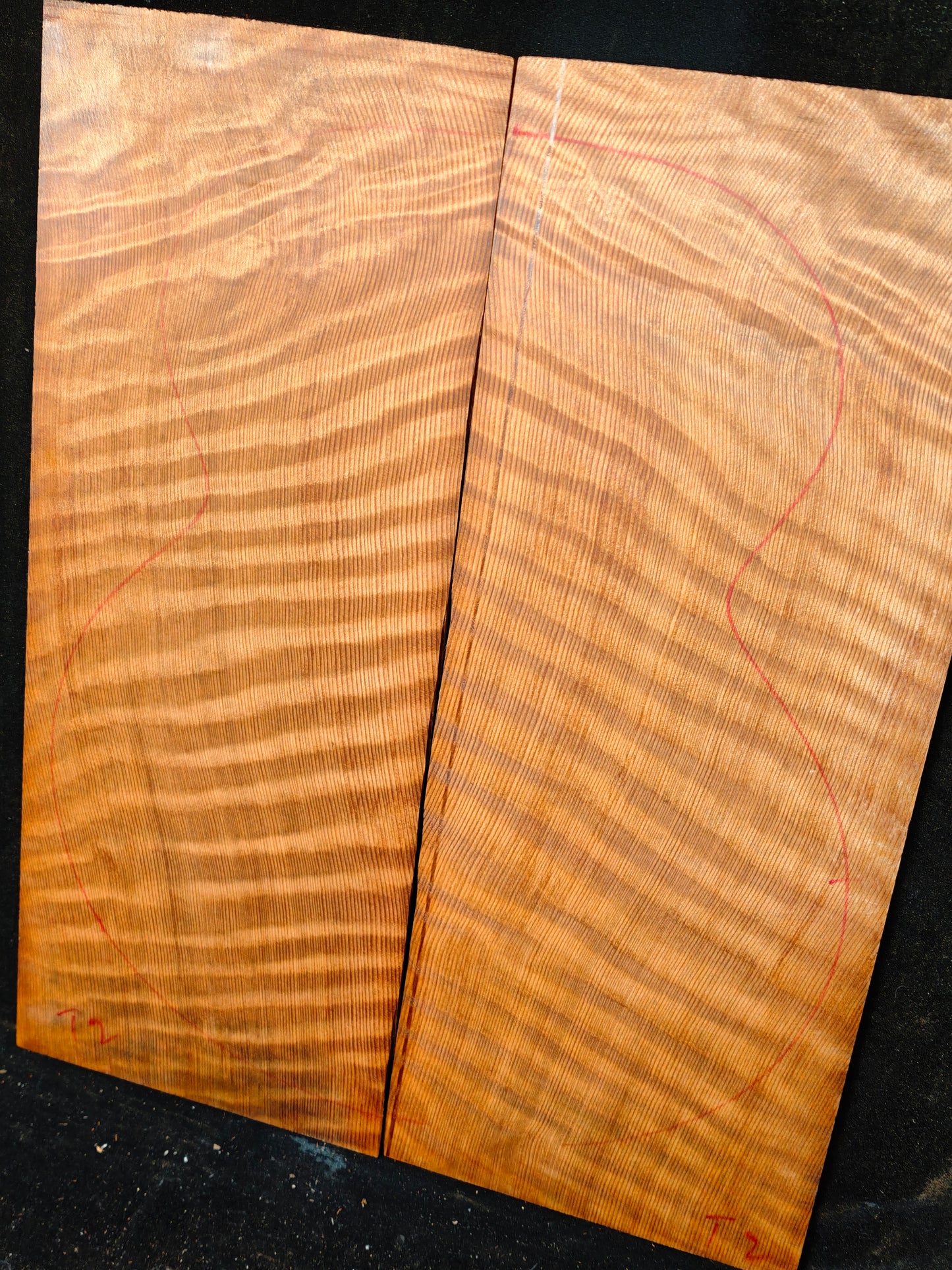 curly redwood guitar top set #T2