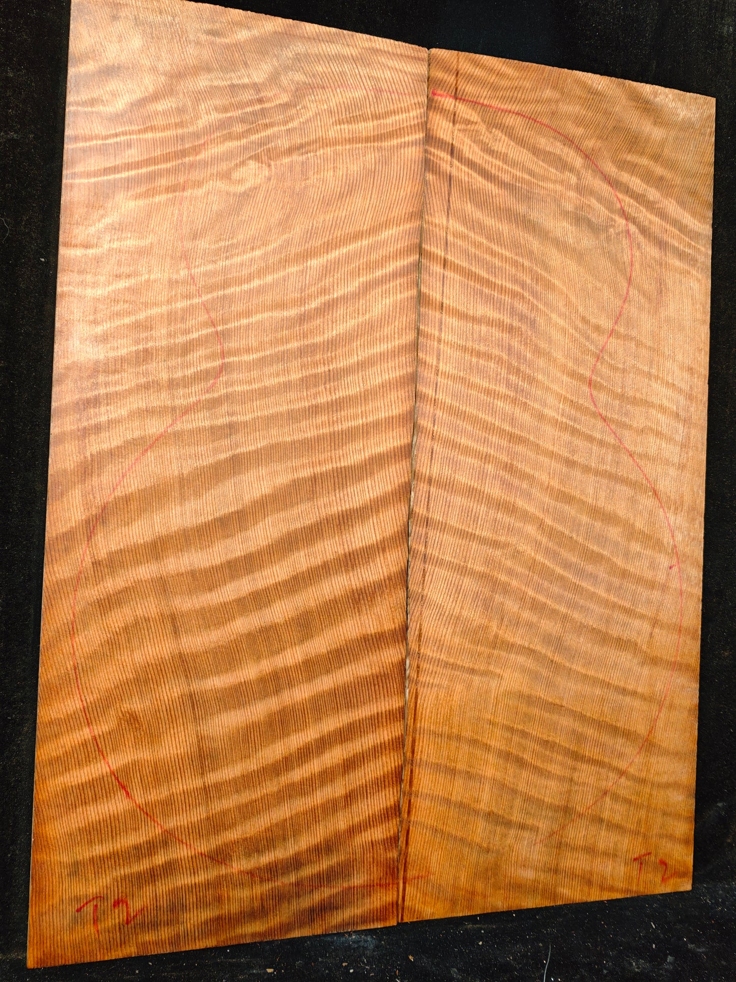 curly redwood guitar top set #T2