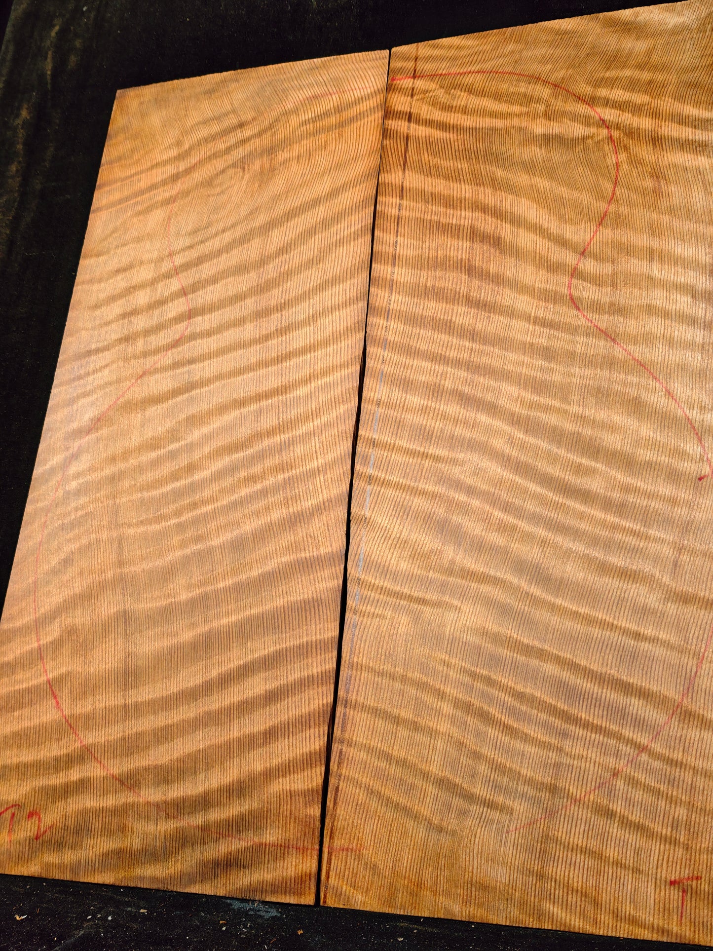 curly redwood guitar top set #T2