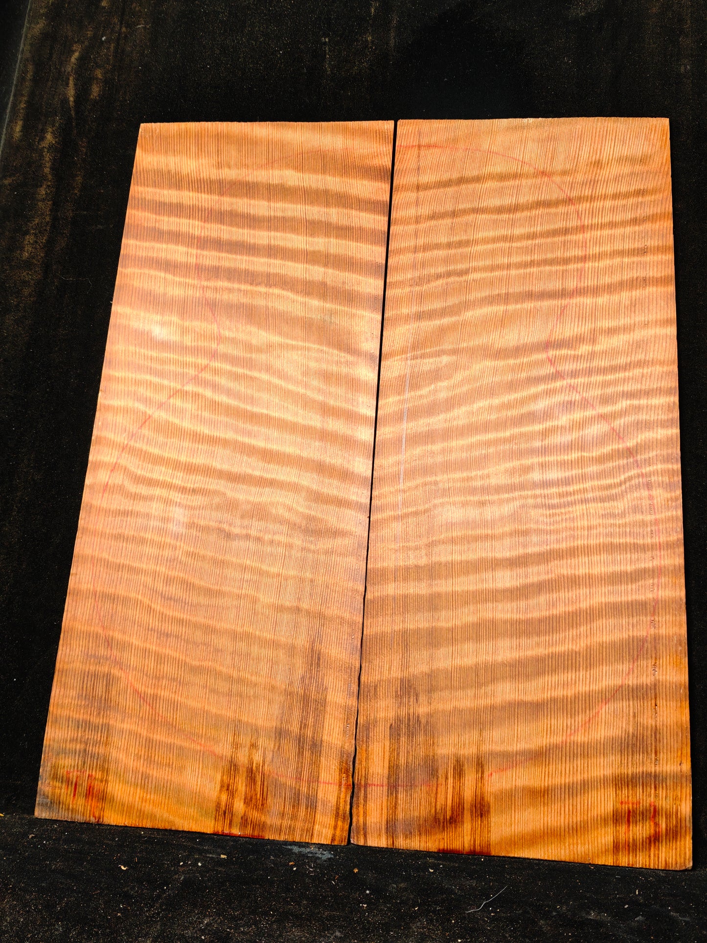 curly redwood guitar top set #T3