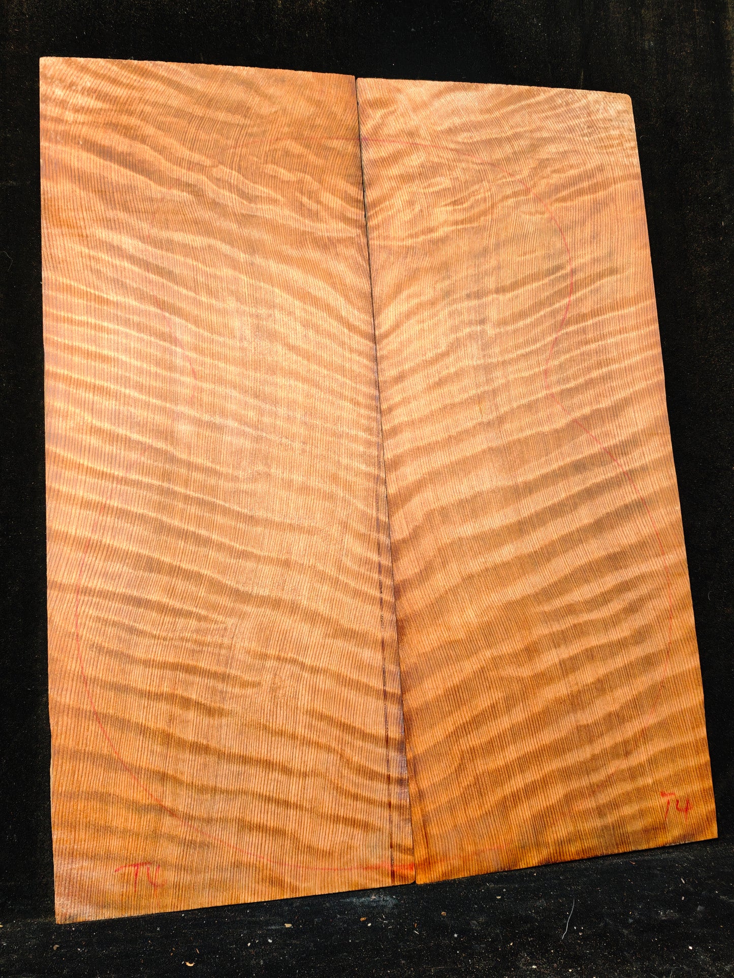 curly redwood guitar top set #T4