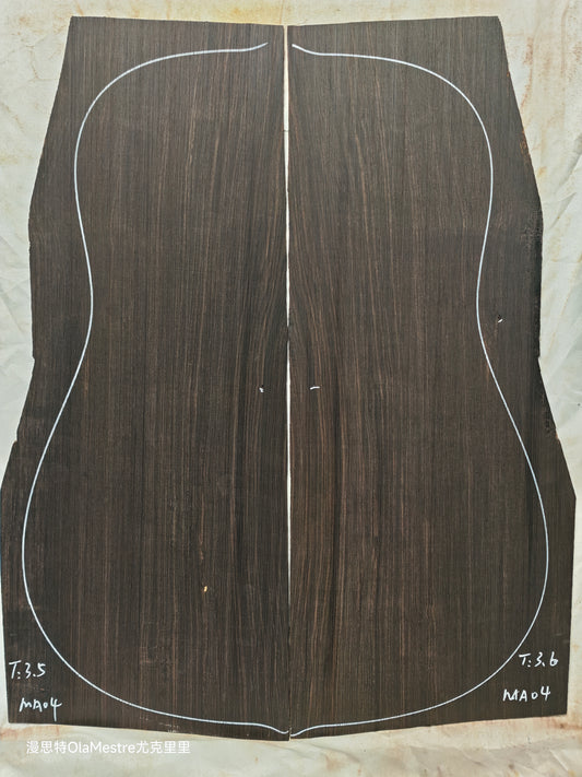 MA04 Quartersawn african blackwood back&sides guitar set with CITES
