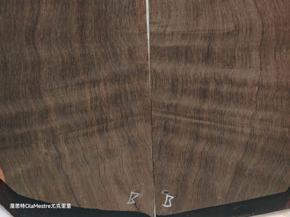 #03 Quartersawn Curly Brazilian rosewood acoustic guitar backs&sides set with CITES