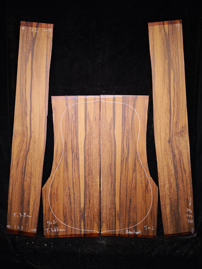 Figured Quartersawn Suriname snakewood acoustic guitar back&sides set S02