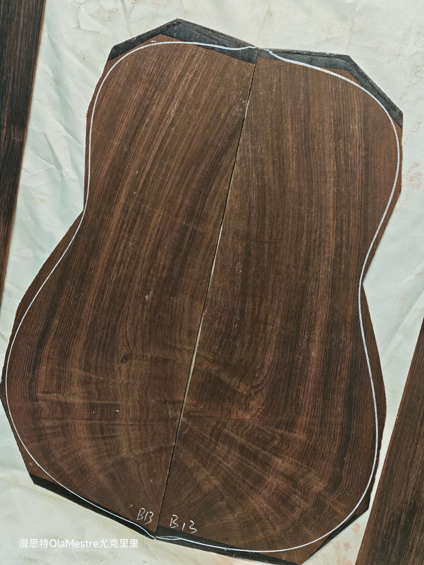 #13 curly quartersawn Brazilian rosewood guitar backs&sides set with CITES