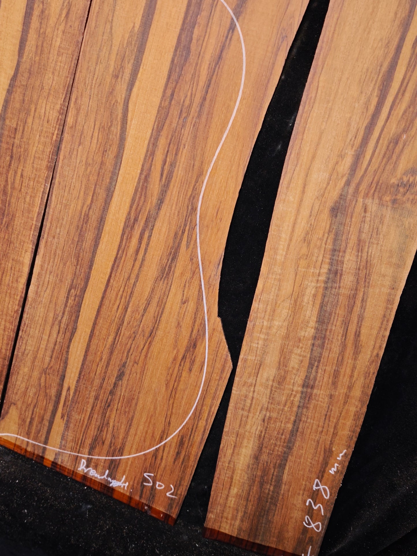 Figured Quartersawn Suriname snakewood acoustic guitar back&sides set S02