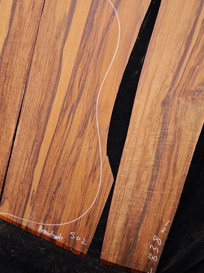 Figured Quartersawn Suriname snakewood acoustic guitar back&sides set S02