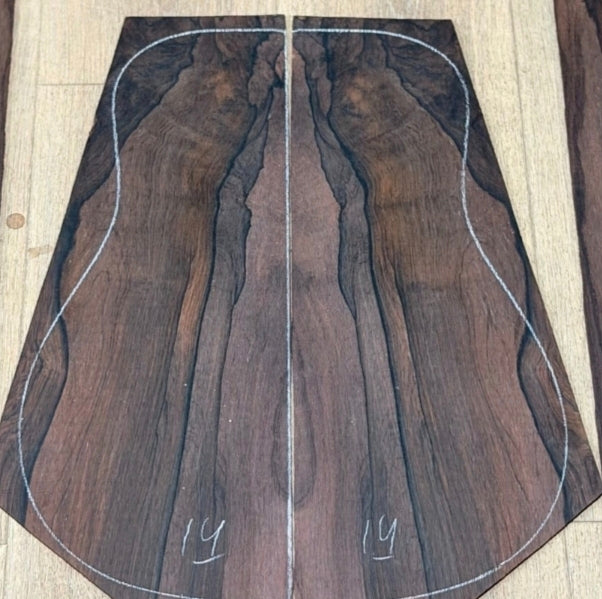 Striped Brazilian rosewood guitar backs&sides set with CITES