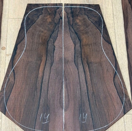 Striped Brazilian rosewood guitar backs&sides set with CITES
