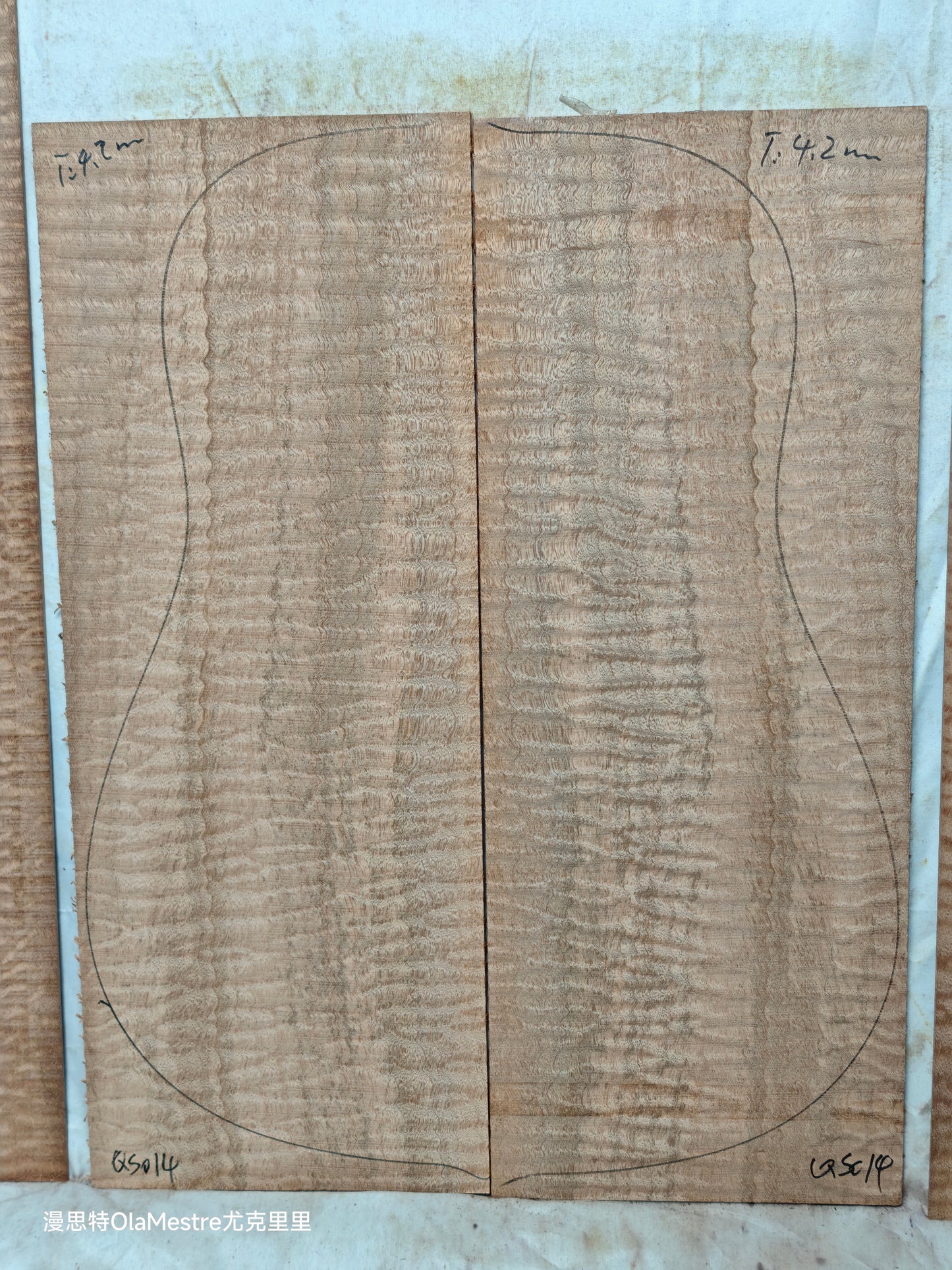 #013 Quilted sapele acoustic guitar back &sides set