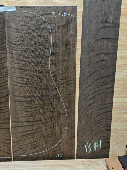 A01 Ancient Bog oak guitar back and side set