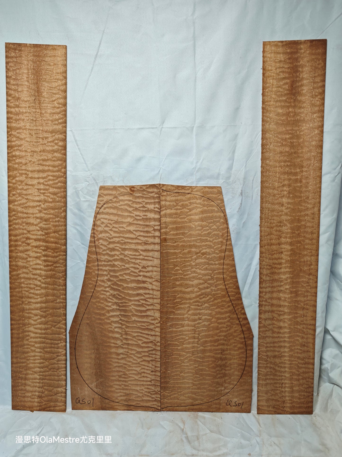 Quilted sapele acoustic guitar back &sides set