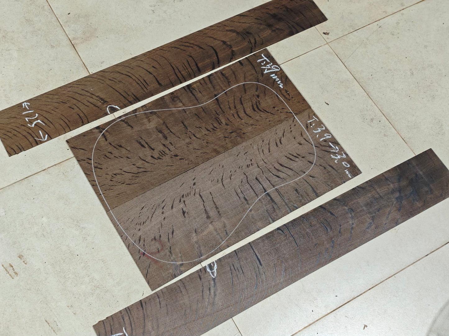 Ancient Bog oak guitar back and side set