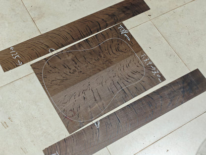 Ancient Bog oak guitar back and side set