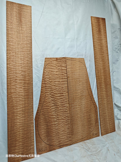 Quilted sapele acoustic guitar back &sides set