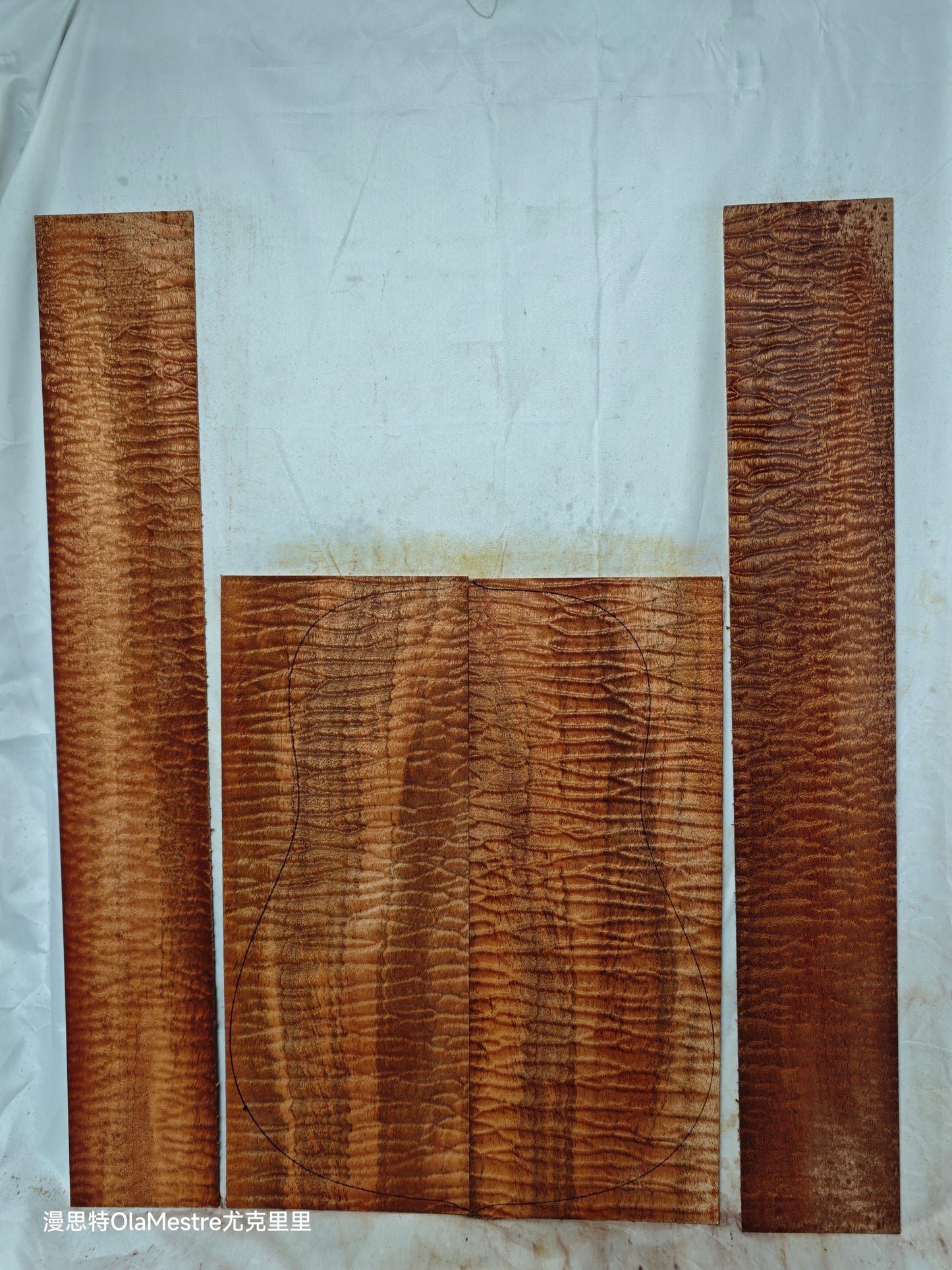 #011 Quilted sapele acoustic guitar back &sides set