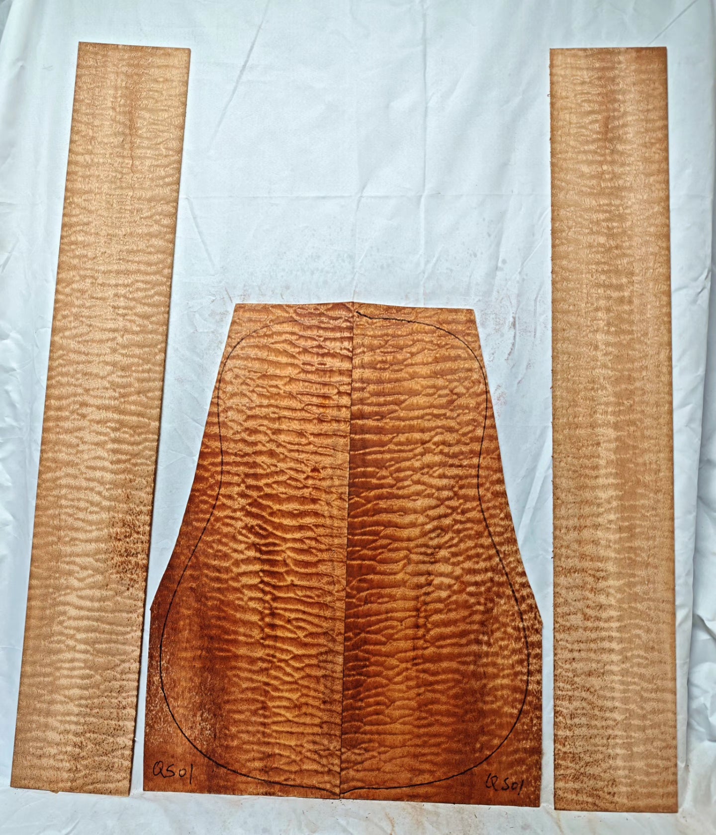 Quilted sapele acoustic guitar back &sides set