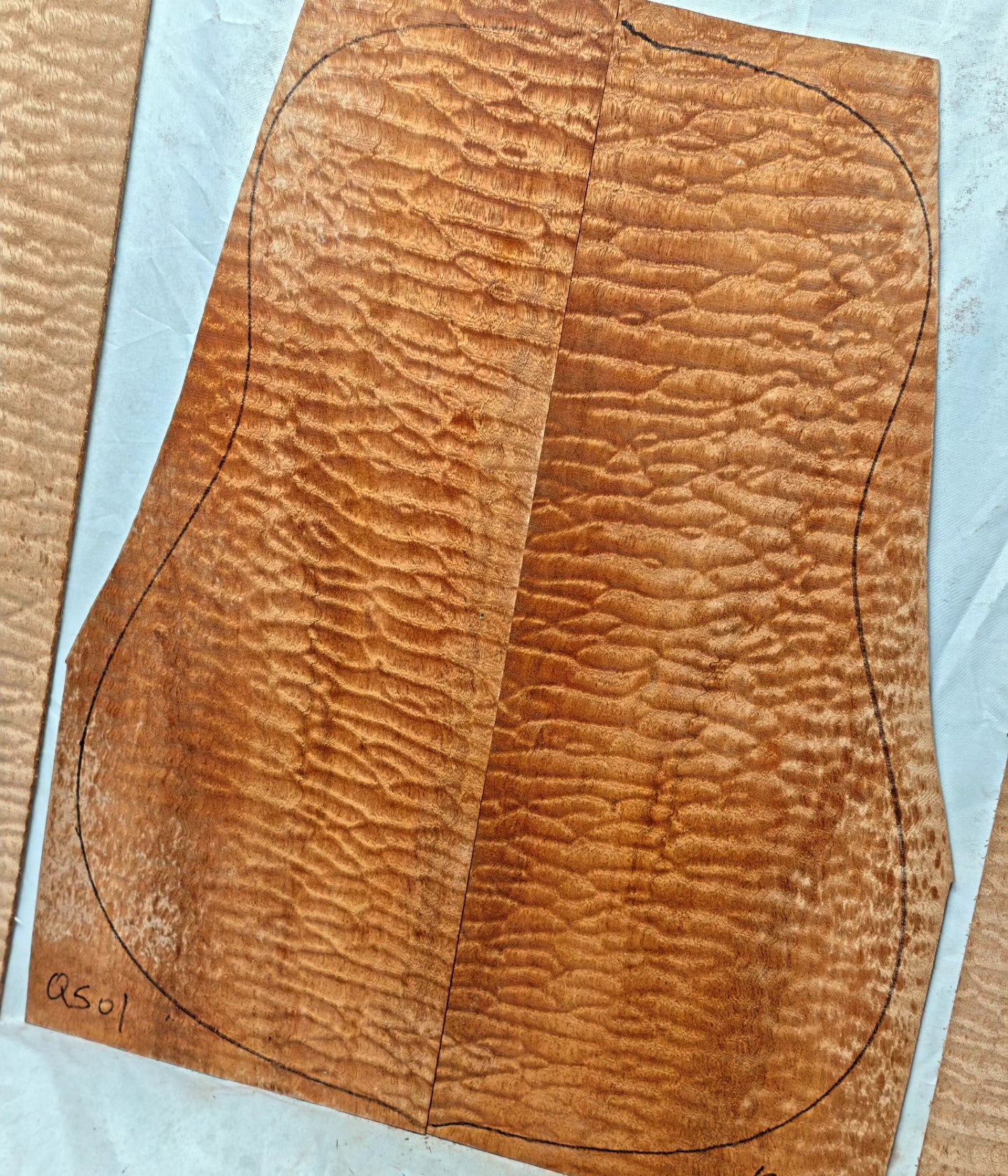 Quilted sapele acoustic guitar back &sides set