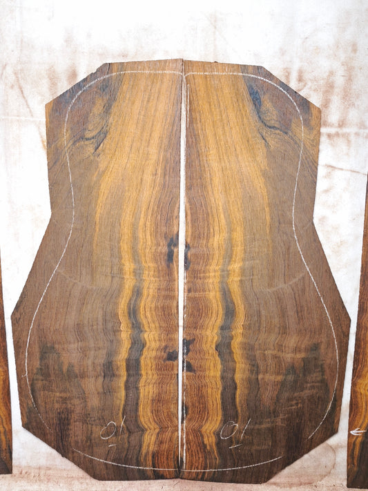 #01 MA curly Brazilian rosewood guitar backs&sides set with CITES