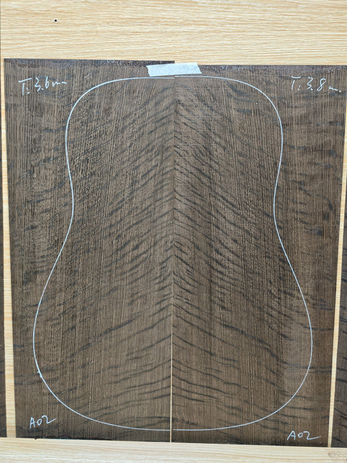 A02 Ancient Bog oak guitar back and side set