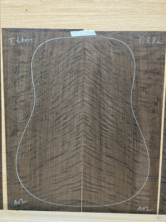 A02 Ancient Bog oak guitar back and side set