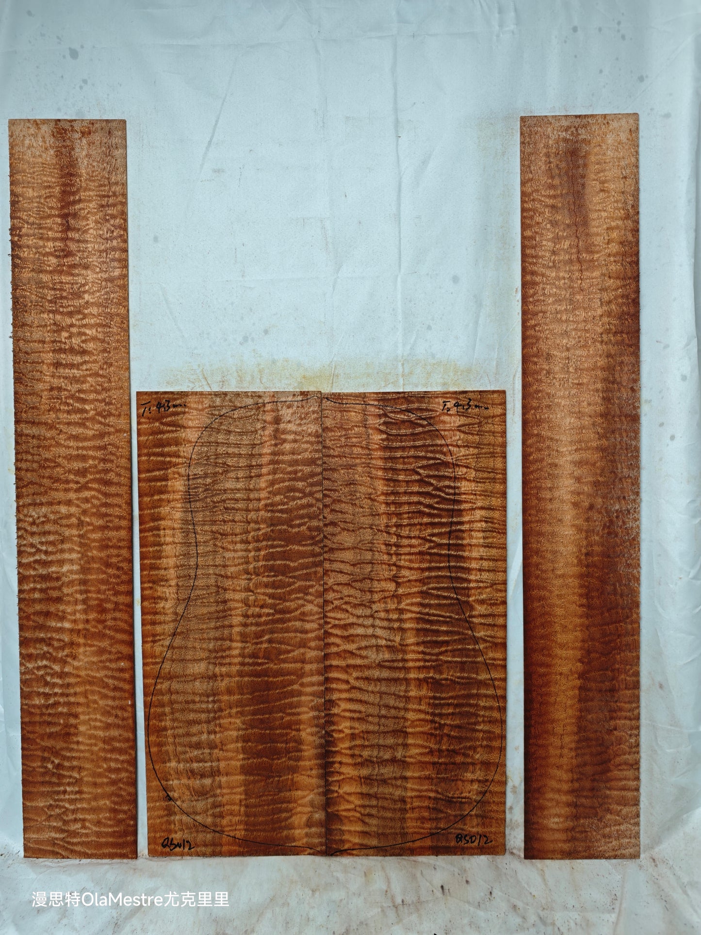 #012 Quilted sapele acoustic guitar back &sides set