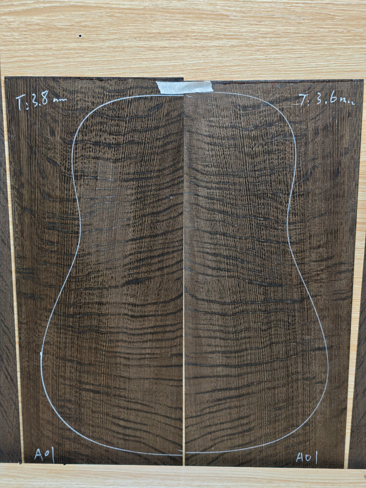 A01 Ancient Bog oak guitar back and side set