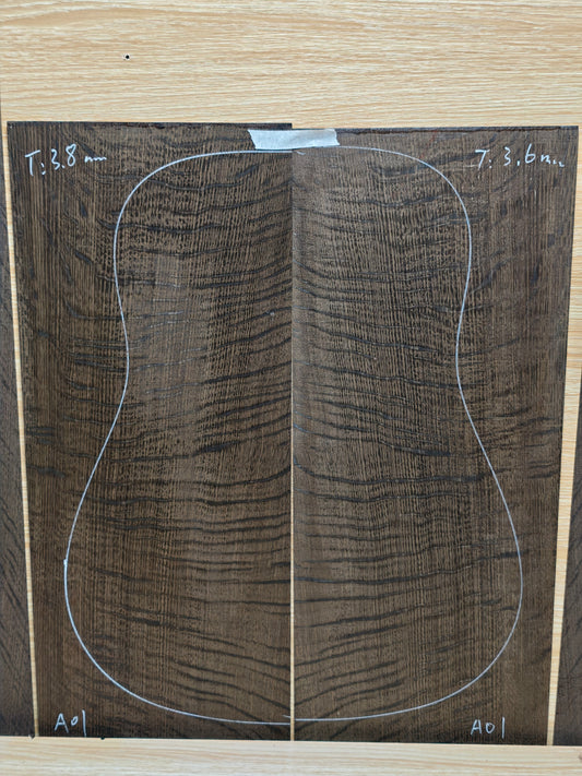 A01 Ancient Bog oak guitar back and side set