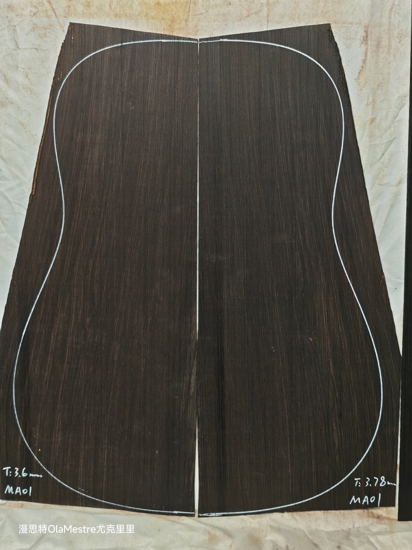MA01 Quartersawn african blackwood back&sides guitar set with CITES