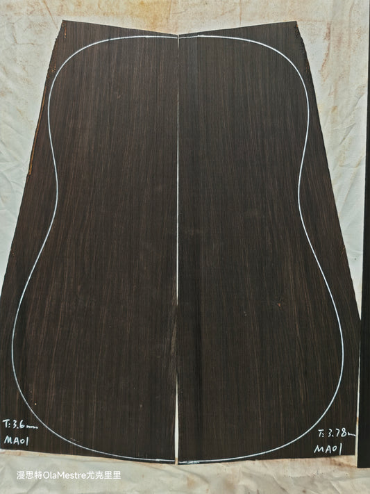 MA01 Quartersawn african blackwood back&sides guitar set with CITES