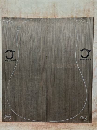 Black 'Dragon Spruce' Ancient Sinker Chinese Spruce guitar top