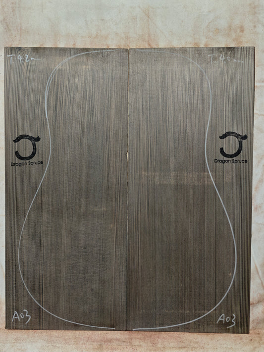 Black 'Dragon Spruce' Ancient Sinker Chinese Spruce guitar top