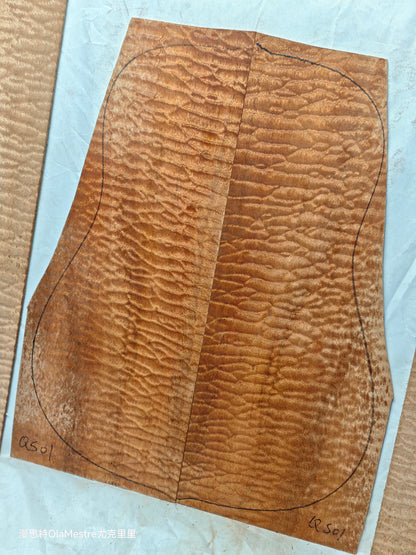 Quilted sapele acoustic guitar back &sides set