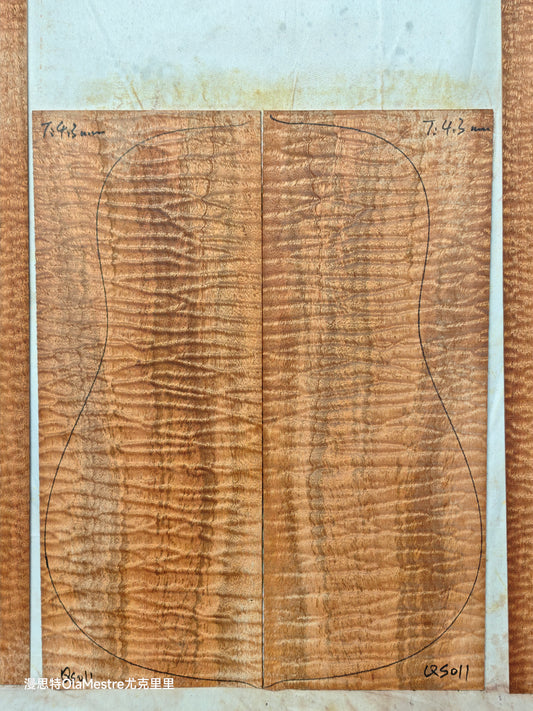 #011 Quilted sapele acoustic guitar back &sides set