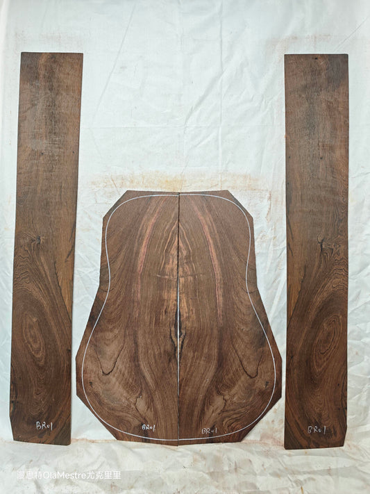 #BR01 Brazilian rosewood guitar backs&sides set with CITES