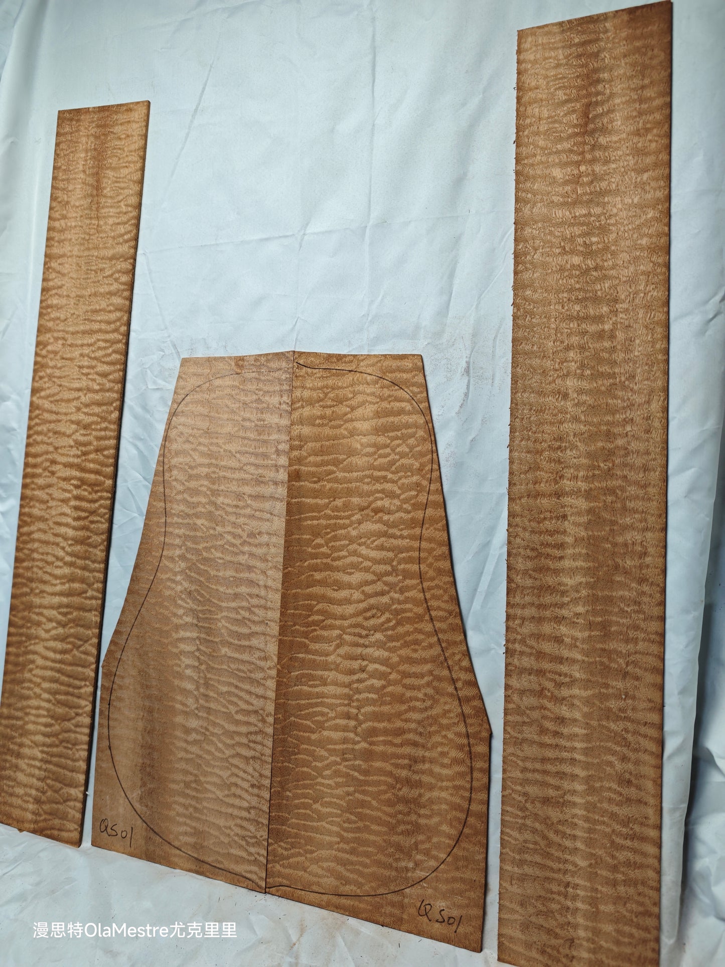 Quilted sapele acoustic guitar back &sides set