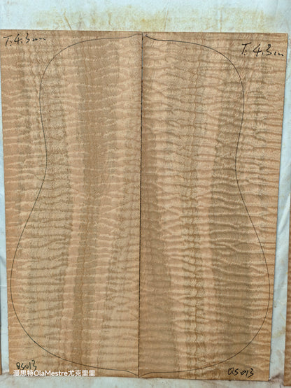 #014 Quilted sapele acoustic guitar back &sides set