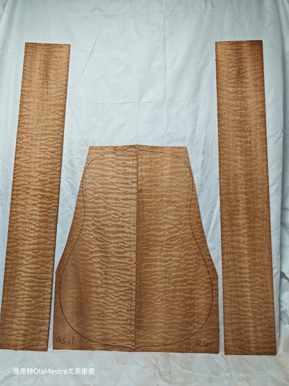 Quilted sapele acoustic guitar back &sides set
