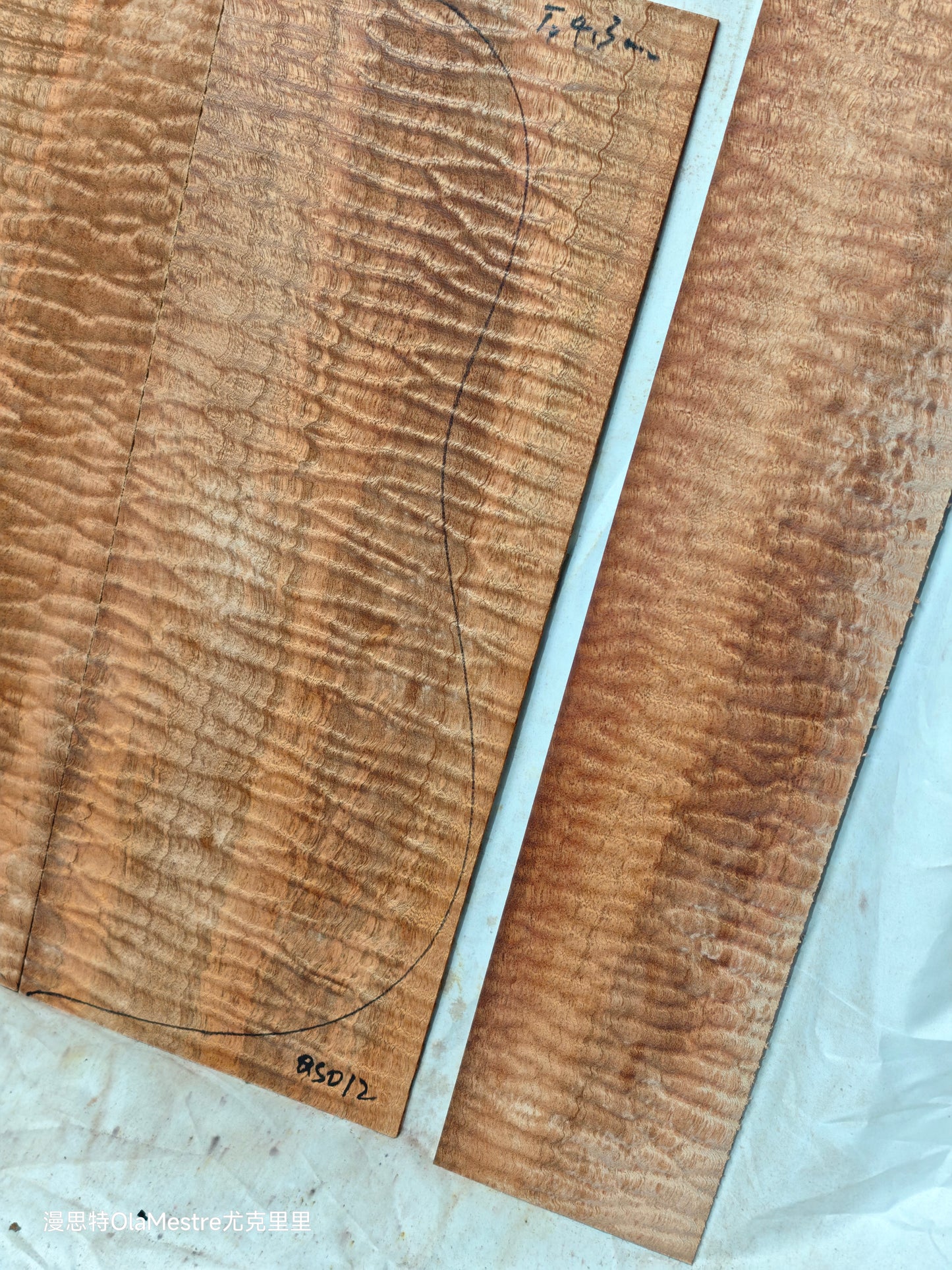 #012 Quilted sapele acoustic guitar back &sides set