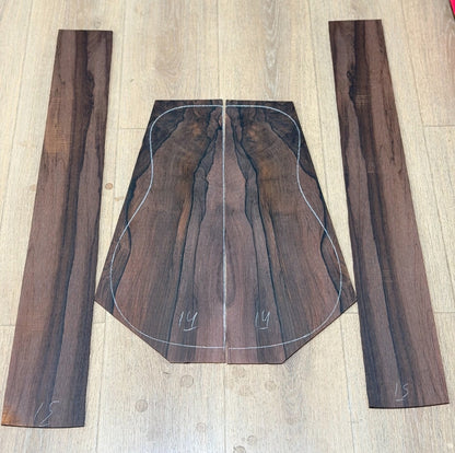 Striped Brazilian rosewood guitar backs&sides set with CITES