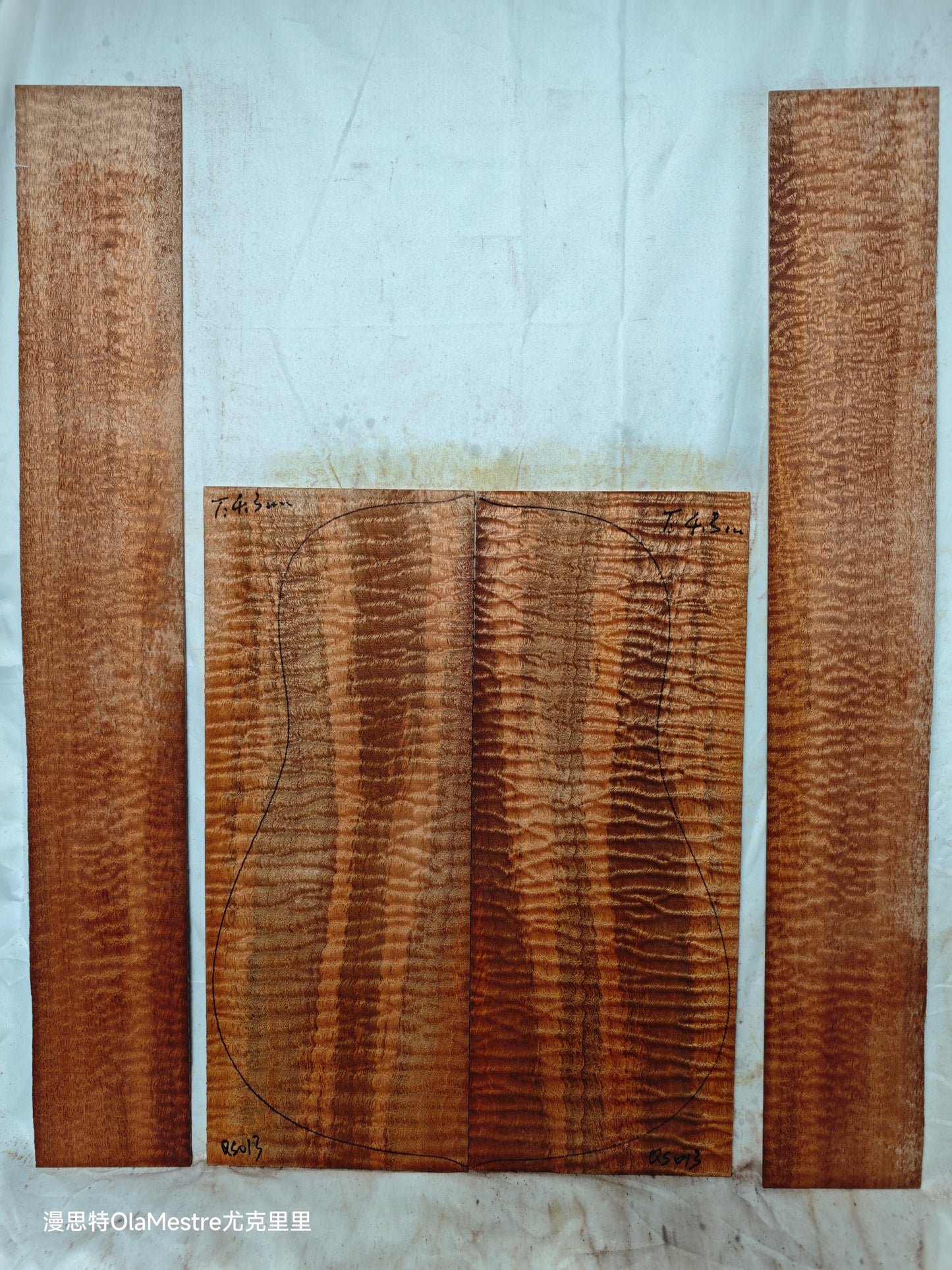 #014 Quilted sapele acoustic guitar back &sides set