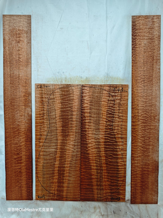 #014 Quilted sapele acoustic guitar back &sides set