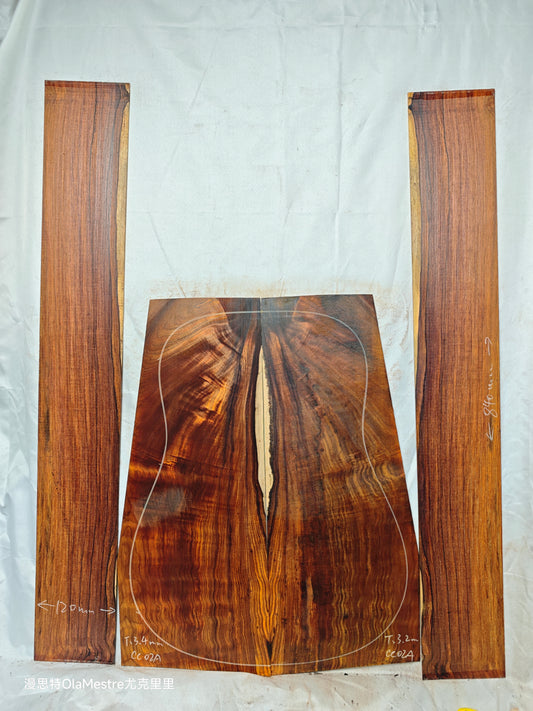 #02 curly Quartersawn cocobolo back&sides guitar set