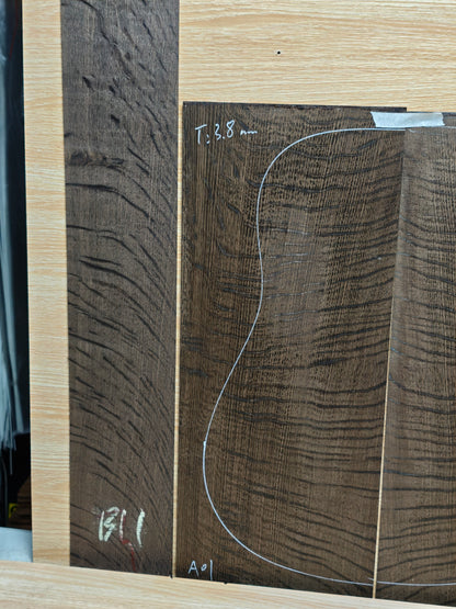 A01 Ancient Bog oak guitar back and side set