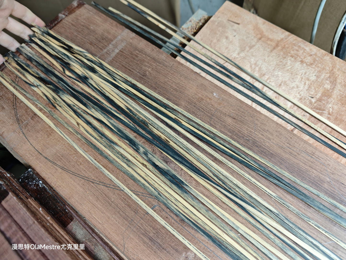 Black and white ebony wood guitar binding