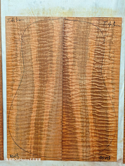 #014 Quilted sapele acoustic guitar back &sides set