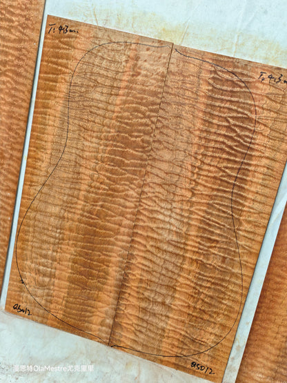 #012 Quilted sapele acoustic guitar back &sides set