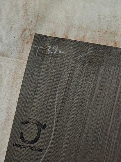 Black 'Dragon Spruce' Ancient Sinker Chinese Spruce guitar top