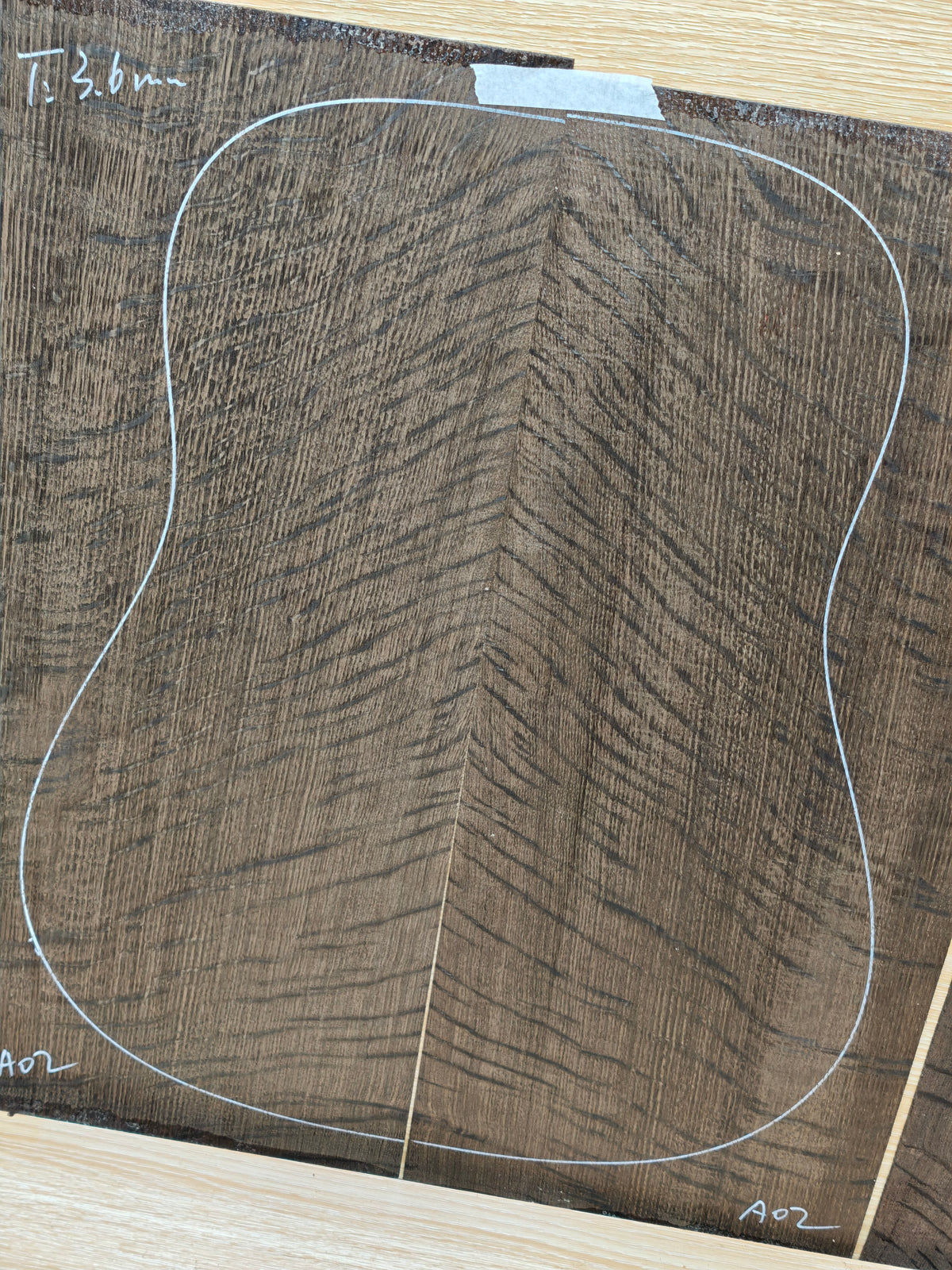 A02 Ancient Bog oak guitar back and side set